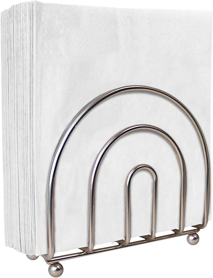 Blue Donuts Satin Nickel Arc Collection Napkin Holder – Napkin Holders for Tables, Modern Napkins Holder, Dining Table Napkin Holders for Kitchen,