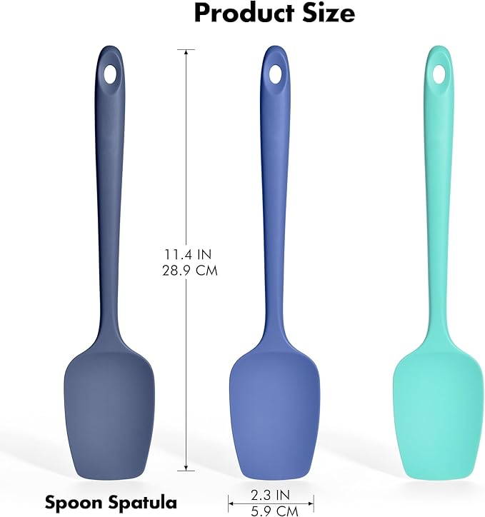 Silicone Spoonula Set: 600ºF Heat Resistant Food Grade Cooking Baking Utensils, Kitchen Flexible Nonstick Rubber Pan Spoon Spatula for Mixing, Scrambling, Scooping (3 Pieces, Multicolor 4)