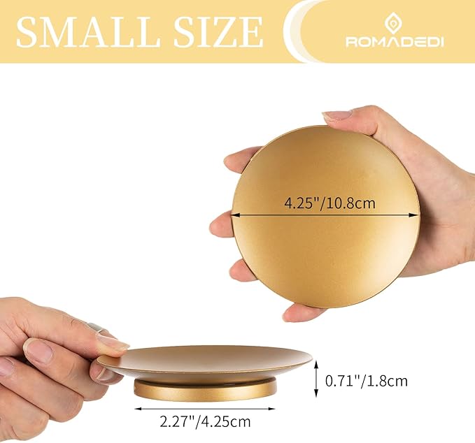 Romadedi Iron Candle Holder Plate, Gold Candle Holders for Pillar, Set of 12 Small Metal Candle Tray for Coffee Table Decor, Wedding, Party, Home Decor