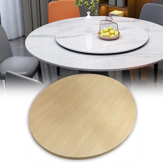 Wooden Lazy Susan Round Table Turntable, Large Dining Table Tabletop Serving Plate, 50cm~100cm, Wooden Swivel Display Tray 360°, No Need To Install, For Hotel/Family Dinner (Color : Wood, Size : 100
