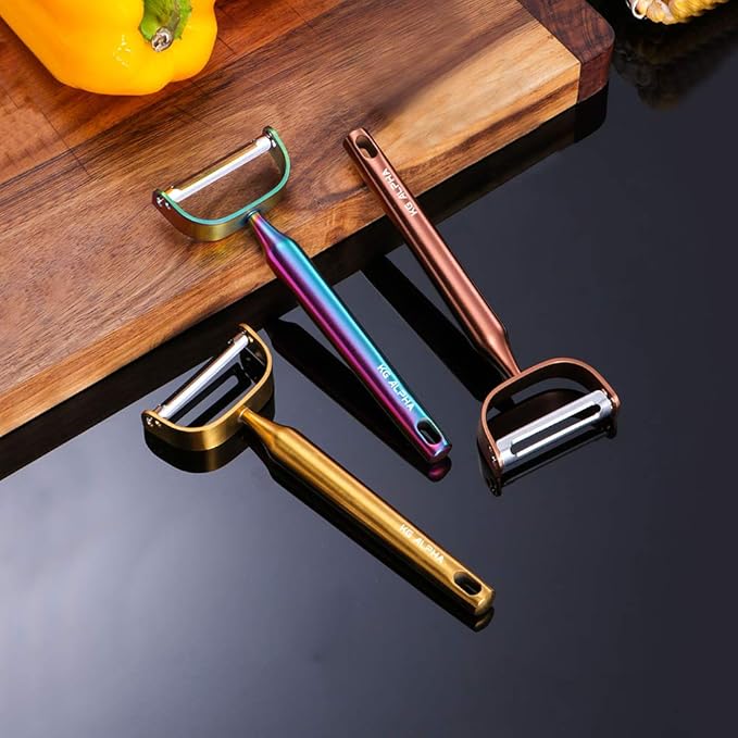 Stainless Vegetable Peeler, KG-Alpha Swivel Sharp Julienne Steel, Heavy Fruit Potato Apple Peeler, Kitchen Slicer (Rainbow)