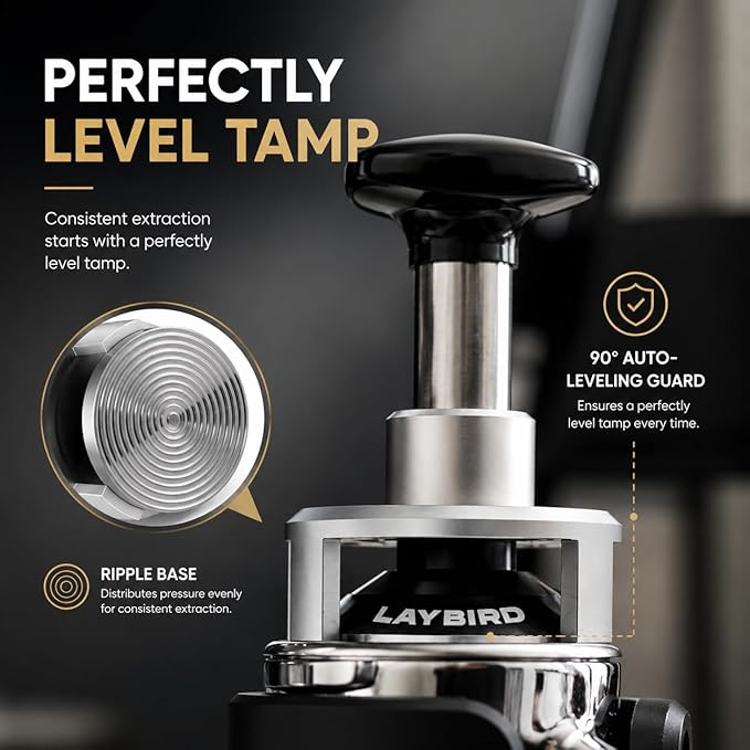 TriPress Espresso Tamper 58mm, Spring Loaded Coffee Tamper for 58mm Portafilter Baskets, 25lb Constant Pressure Self Leveling Tamper Tool, Zero-Residue Threaded Base