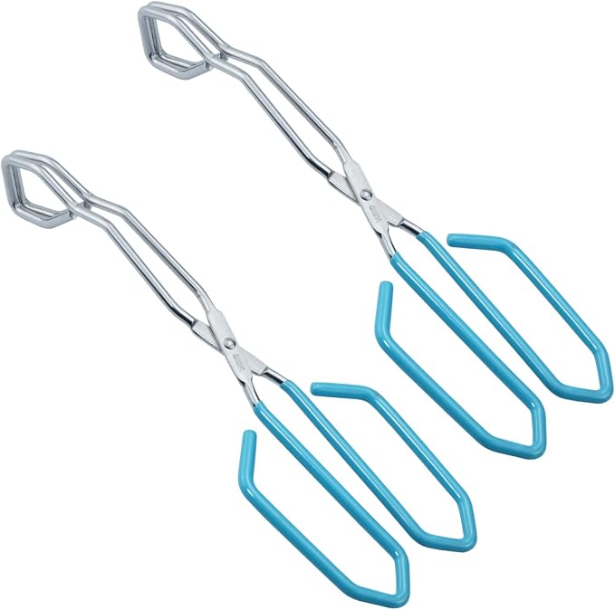 HINMAY Scissor Cooking Tongs 11-Inch Stainless Steel Scissor Style Tongs, Set of 2