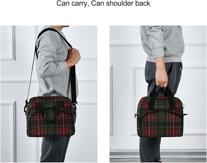 ALAZA Green and Red Tartan Plaid Insulated Lunch Bag Box Reusable Cooler Bags with Shoulder Strap for Women Men Adult Kids, 19-Can (12.5L)