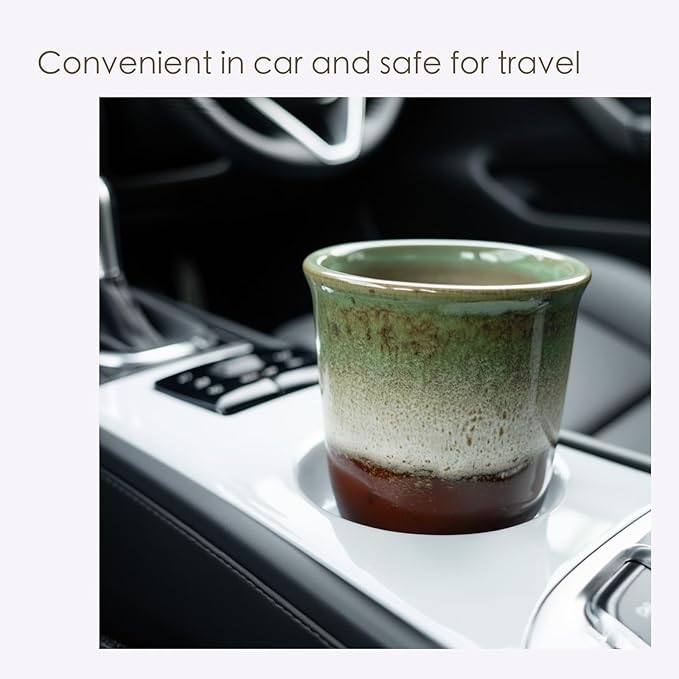 13oz Ceramic Coffee Mug with Lids 2 Sets, Travel Coffee Cup Leak-proof Fit Car Holder, Portable Mug Set w/Silicon Sleeve Pb Cd Free, Gift for Mother Father Birthday Wedding