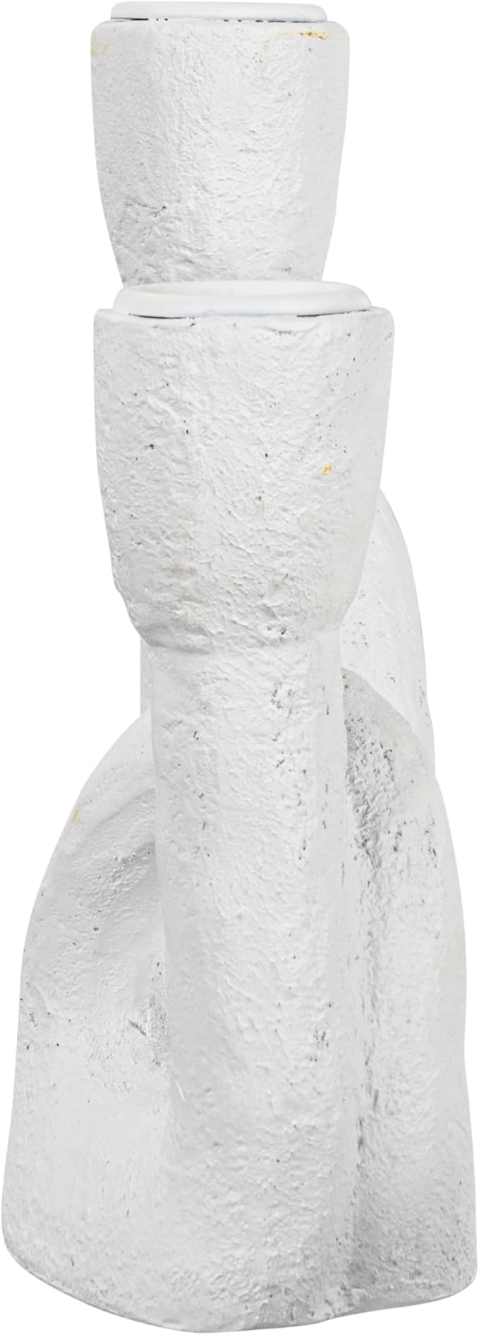 Modern Sculptural Double Taper Candle Holder, White