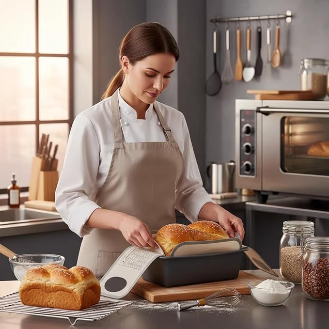 2 PCS Silicone Bread Sling for baking bread 9x5, loaf pan liners,Reusable Silicone Baking Mat with Long Handles, Non Stick, Easy to Transfer bread from loaf pan(Gray)