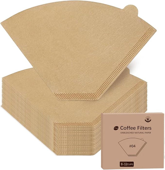 #4 Cone Coffee Filters 200 Count, Unbleached Natural Paper 8-12 Cup, Disposable for Pour Over Drip Coffee Makers