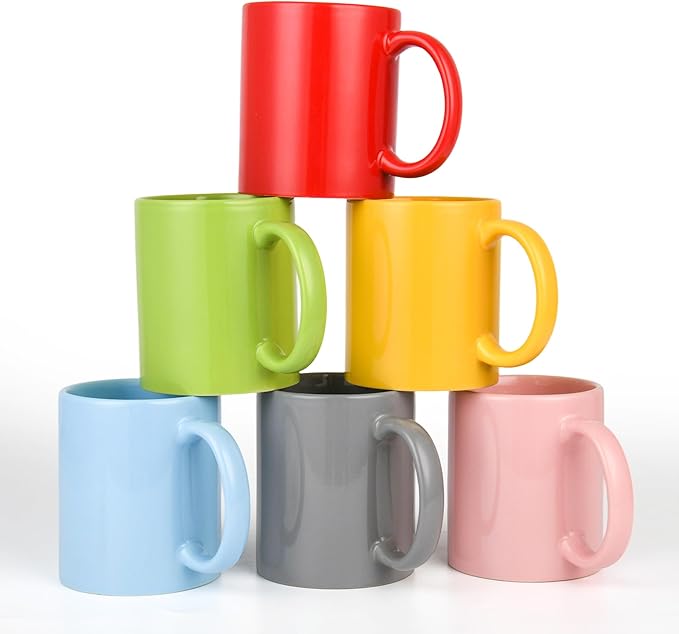 BYCNZB 12oz coffee mug set of 6 Coffee Mugs for Coffee, Tea, Cocoa, Milk（ Multiple color）