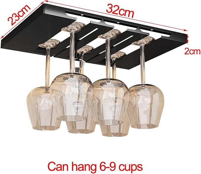 V3VOGUE 4/5/6 Rows Wine Glass Rack Hanging, Under Cabinet Wine Glass Holder Display Stand, Stainless Steel Stemware Rack with Screws, Stemware Storage Rack for Cabinet Kitchen Bar (Size : 3 Row)