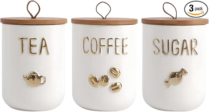Ceramics Food Storage Jar Canister with Airtight Seal Lid, Simple Style Canisters Sets for Kitchen Counter, White Food Storage Jar for Coffee Sugar Tea (27.05oz/800ml)