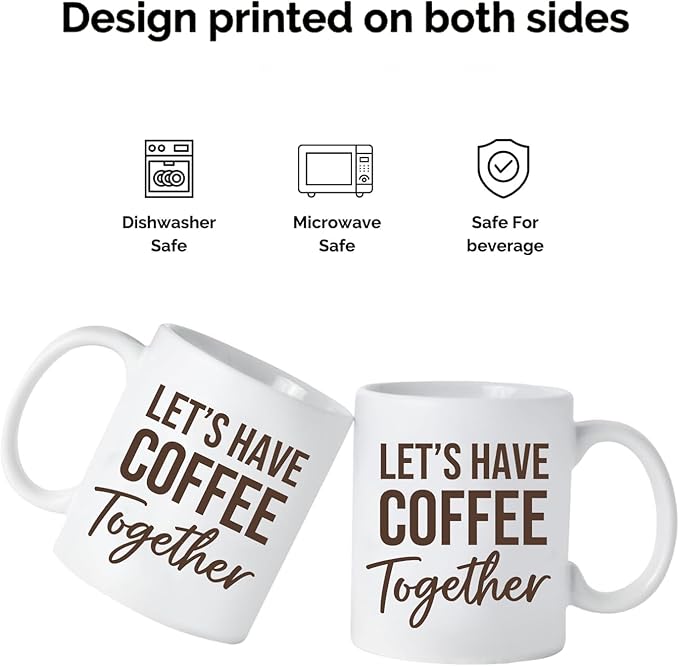 Let's Have Coffee Together For The Rest Of Our Lives Mug Set - Romantic Couples Gifts for Anniversary, Wedding, Engagement - 11oz Ceramic Mugs for Bride and Groom, New Parents