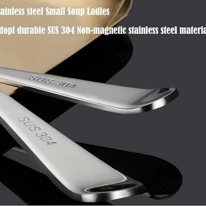 Small Ladle, Small Ladle for Sauce, 2-Piece Stainless Steel Gravy Soup Spoon, for Spooning Gravies and Sauces 7.7Inch (Color:Silver)