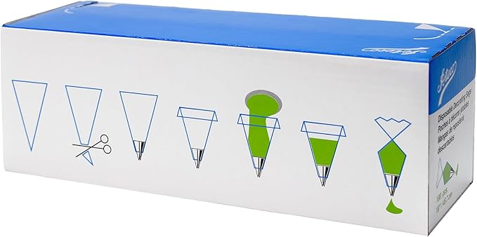 Ateco 4421 Plastic Disposable Piping and Cake Decorating Bags with NuPlastiQ, Pack of 100, Clear