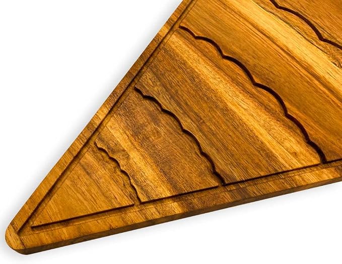 Affinity Decor Organic Acacia kitchen Cutting Chopping Charcuterie Board Platter for Butcher Block Cheese and Vegetables (Christmas Tree with Curved Groove 13.5"L x 10.8"W)