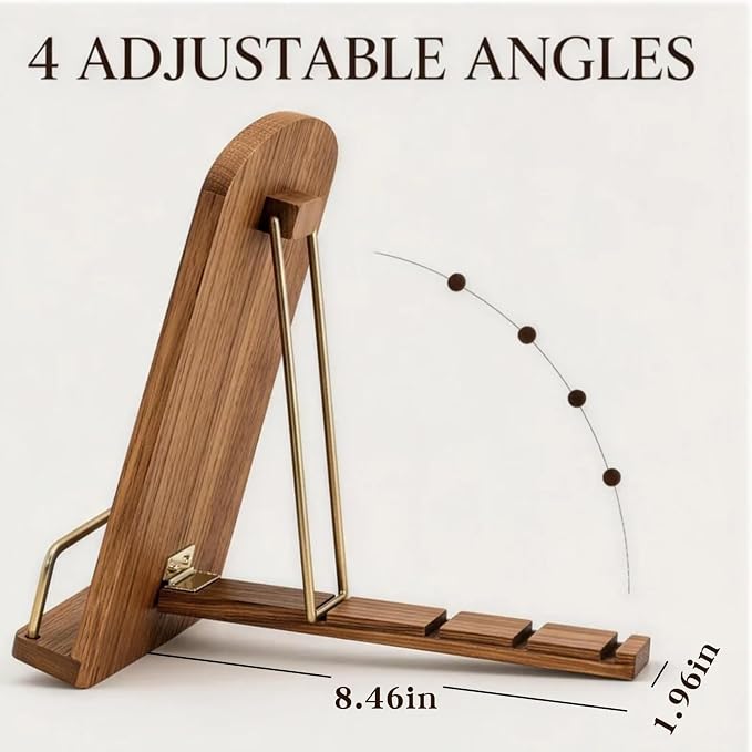 Cookbook Holders for Kitchen Counter Adjustable Wooden Recipe Stand iPad and Cook Book Holder
