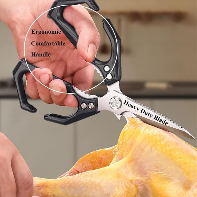 All Metal Kitchen Scissors for Food Heavy Duty Cooking Shears for Poultry Meat Sea Food Veagetable all Purpose Dishwasher Safe