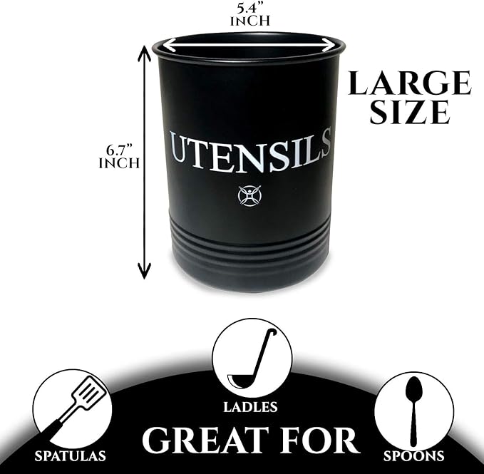 Utensil Holder Large Crocks Kitchen (black)