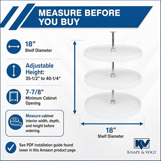 Knape & Vogt 18-In 3-Tier Full-Round Lazy Susan, White