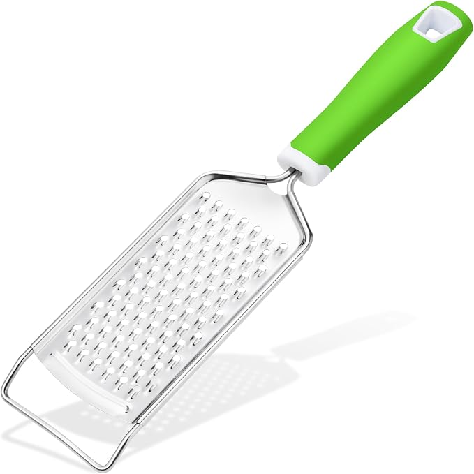 Rainspire Professional Cheese Graters for Kitchen Stainless Steel Handheld, Metal Lemon Zester Grater With Handle For Cheese, Chocolate, Spices, Kitchen Gadgets And Tools, Soft Grip Handle, Green