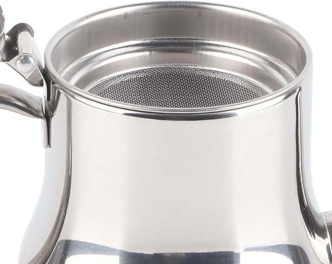 OUKENS Teapot with Removable Strainer, 30oz Stainless Steel Gooseneck Pour Over Kettle Modern Silver Small Coffee Tea Pot Infuser for 1-3 People, for Loose Leaf Tea & Pour-Over Coffee