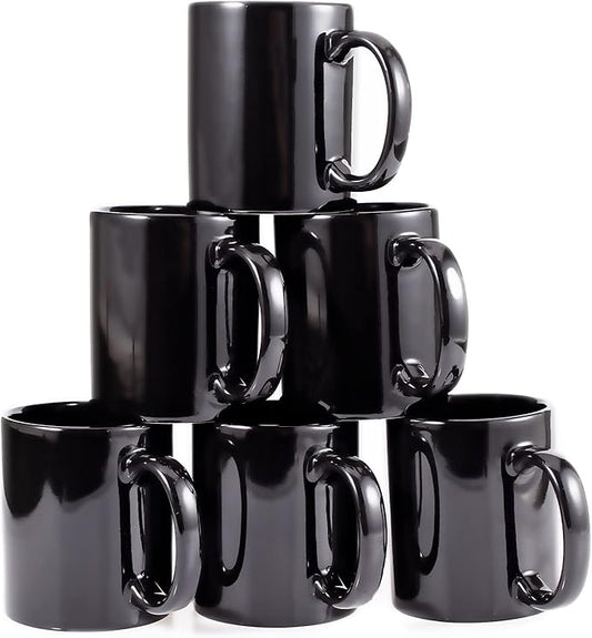 BYCNZB 12oz coffee mug set of 6 Coffee Mugs for Coffee, Tea, Cocoa, Milk（black）