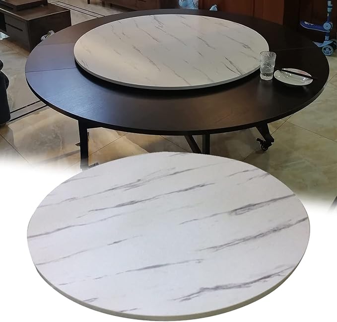 Large Round Turntable Lazy Susan Wooden Turntable Serving Plate - For Kitchen Dinner Table Tabletop Serving Tray, Ø20in 28in 35in 39in, 360° Rotating Turntable For Round Table (Color : White-B, Size