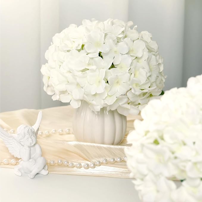 Auihiay 12pcs Flower Balls for Centerpieces, White Hydrangea Wedding Flower Balls for Centerpieces, Faux Hydrangeas Floral Arrangements Bouquet for Table, Home, Wedding Decoration