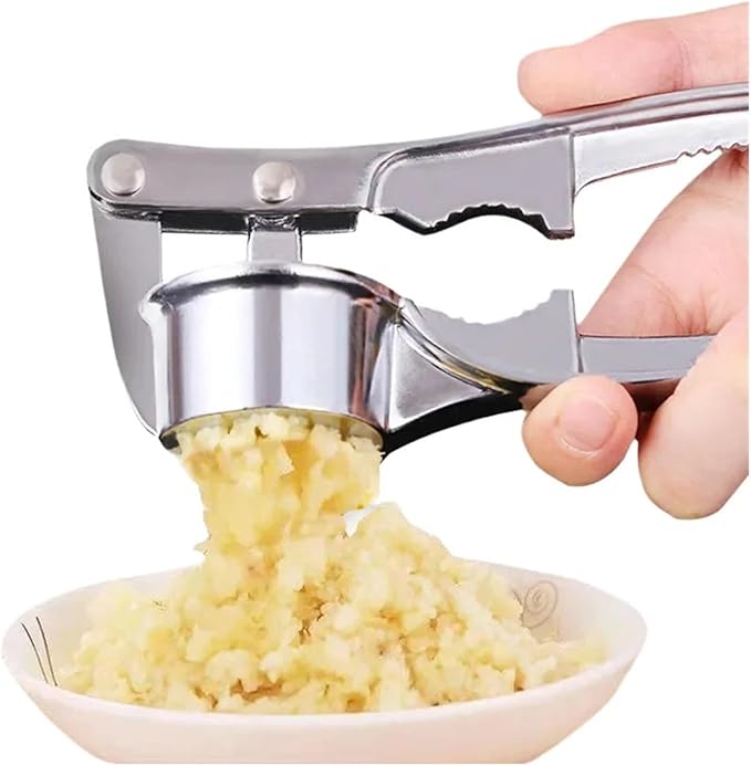 Garlic Press Stainless Steel, Manual Garlic Crusher Kitchen Gadgets Grinder Tool Zinc Alloy Garlic Smasher-Easy Clean 1PC