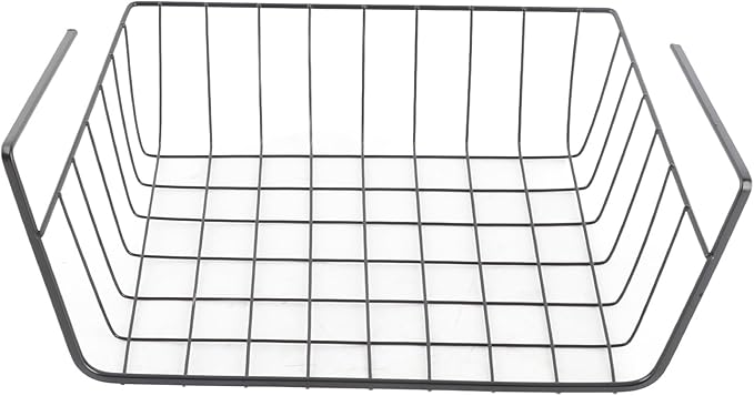 Under Shelf Basket, Metal Under Shelf Storage Hanging Wire Basket Shelves Desk Bookshelf Pantry Organizers for Kitchen Office Laundry Room Space Saving Multipurpose (M)