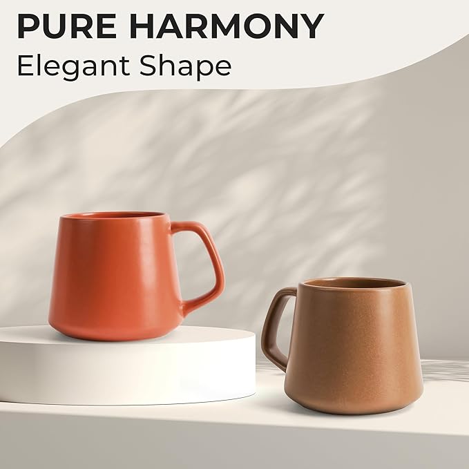 MIAMIO - Coffee Mugs Set of 4 / Large Ceramic Coffee Cups (14 oz) - Mug for Cappuccino, Tea, Espresso - Microwave and Dishwasher Safe - Luxe Collection (Beige Pastel)
