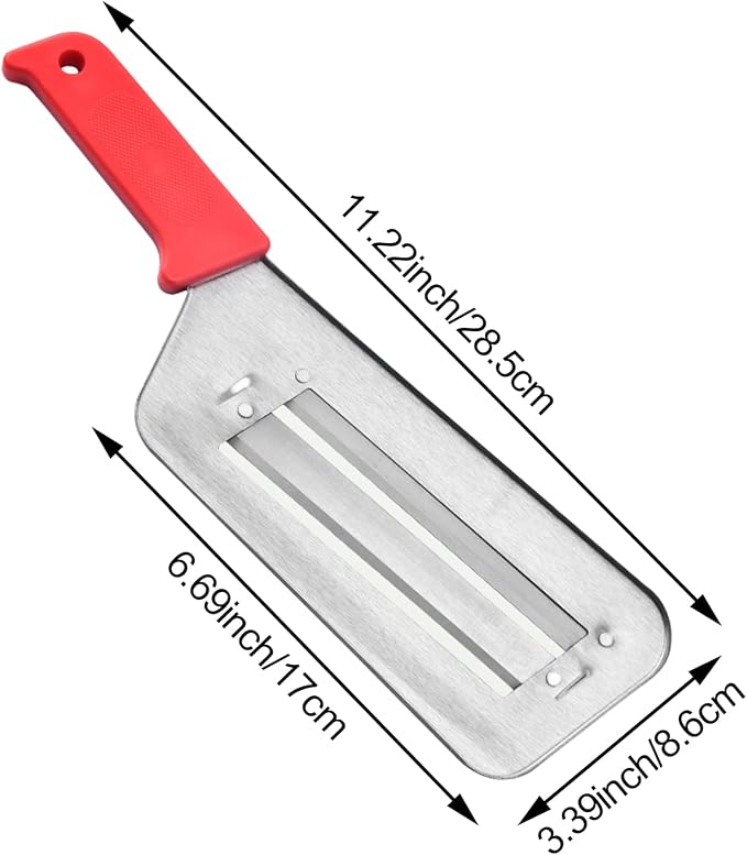 2 PACK Cabbage Chopper Shredder Slicing Cutting Sauerkraut Cutter Grater, Two Sharp Stainless Steel Blades for Sauerkraut Coleslaw Mandoline Slicer with Silicone Finger Grips Peeler