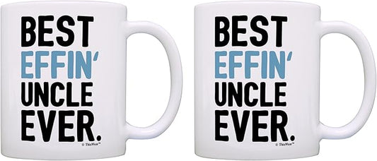 ThisWear Uncle Gifts: Best Uncle Ever 2 Pack 11oz Ceramic Coffee Mug Set