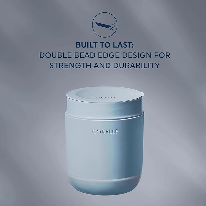Corelle Stoneware 4-Pc Tumbler Set of 2 with Lids, Handcrafted Artisanal Travel Mug, Solid Glaze Stoneware, 13-1/2-Oz Travel Coffee Mug Set, Oatmeal