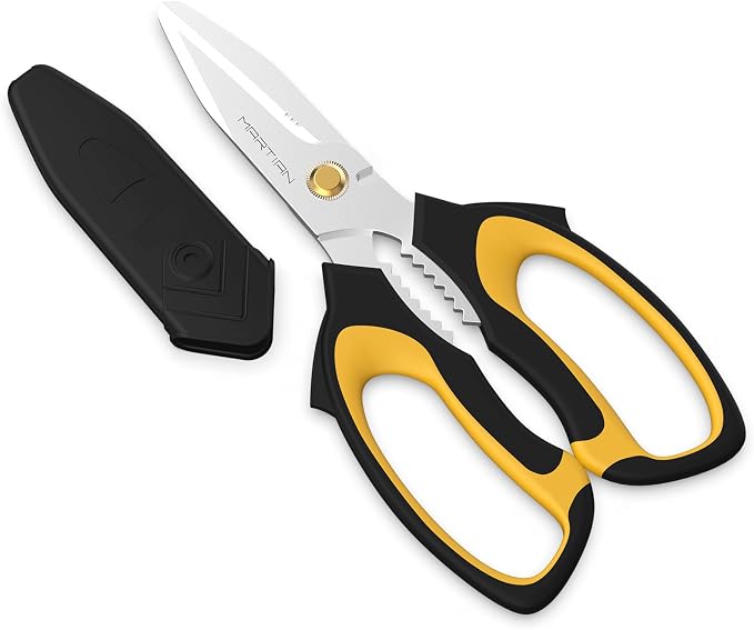 8” Ultra Sharp Kitchen Shears Heavy Duty - Stainless Steel Kitchen Shears for Food, Dishwasher Safte Kitchen Scissors for Meat Cutting, Ideal Gift for Father's Day