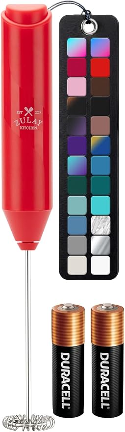 Zulay Kitchen Powerful Milk Frother AA Batteries Included – Ultra Fast Handheld Drink Mixer with Stainless Steel Whisk Stirrer for Coffee, Protein, Matcha & More, Frother Wand Electric Frothmate