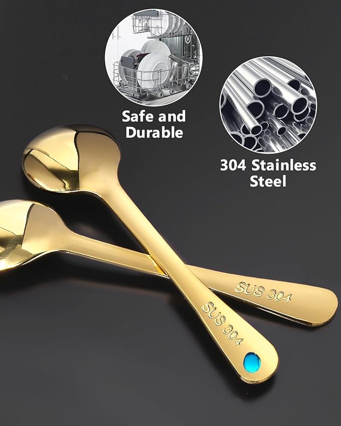 8PCS Tiny Spoons - Mini Stainless Steel Spoons 2.9 inch for Salt Jars Spice Jars, SUS 304 Food Grade Seasoning Spoon for Powder Spices, Pepper, Sugar, Coffee