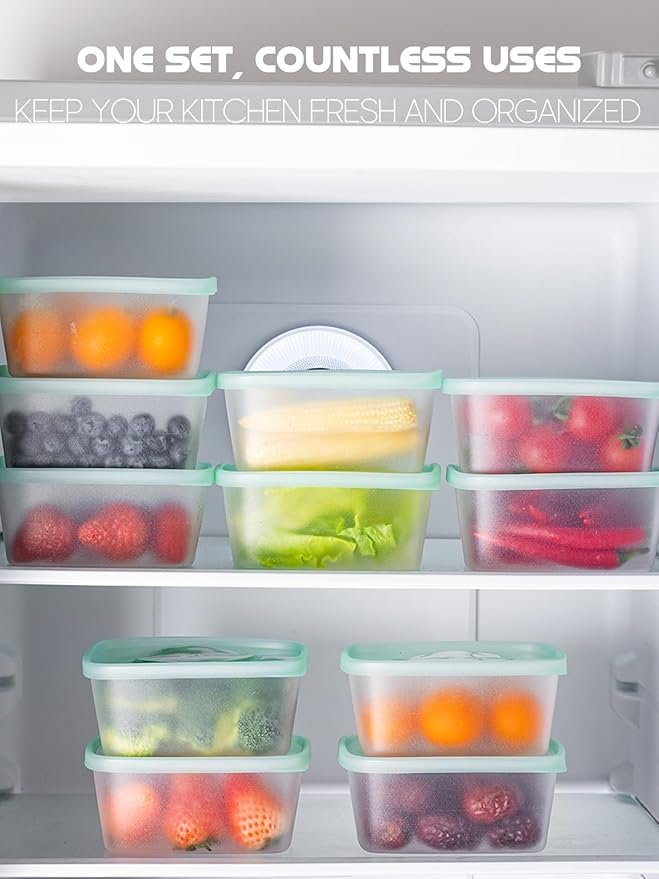 LivLab Mker 20 PCS Food Storage Containers with Lids - Reusable Meal Prep Containers Bpa-Free Freezer Lunch Boxes for Leftovers, Snack, Fruits, Salad - 10Sets | 20 fl oz | 2.5 Cups