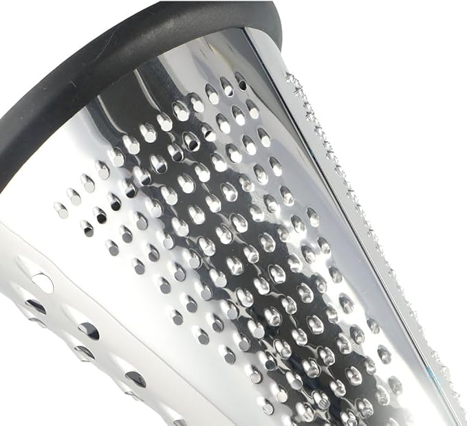 Stainless Steel Cheese Grater - Cone 3 Sided | Three Sides for Coarse, Medium and Fine Grating. Also Suitable as a Lemon & Lime Zester