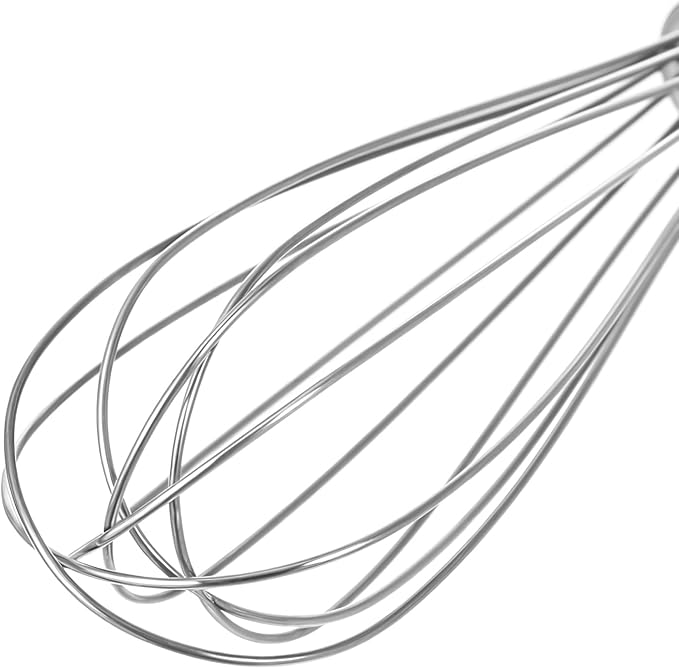 Ptwola Stainless Steel Whisk Professional Whisk for Kitchen Cooking Ergonomic Handle Dishwasher Safe Perfect for Blending, Whisking, Baking, Beating (8 inches Silver)