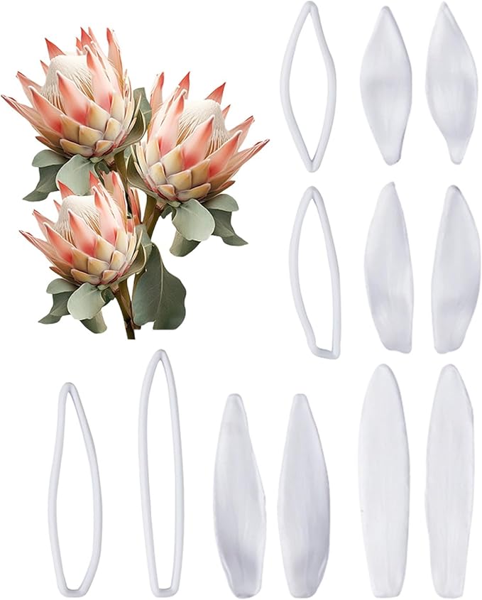 Professional Flower Fondant Mold Set, Reusable Silicone Cake Decorating Tools for Baking & Sugar Craft (Protea cynaroides Fondant)