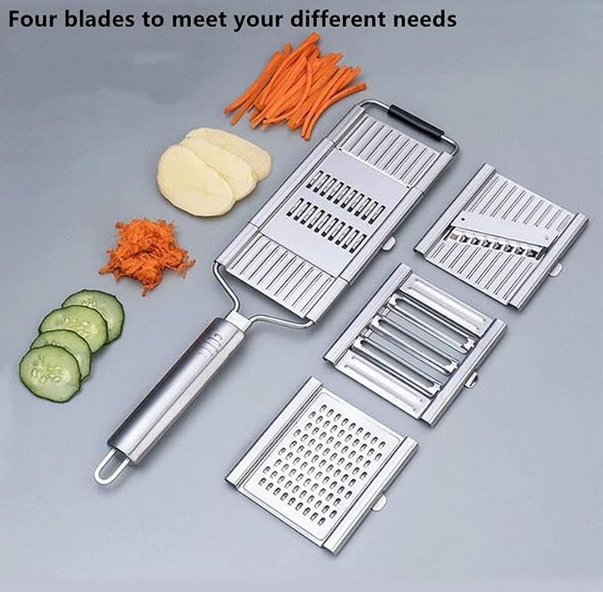 Stainless Steel 4 in 1 Multi-Purpose Vegetable Slicer,with 4 Adjustable Blades for Various Vegetables，An excellent gift choice for Christmas and New Year