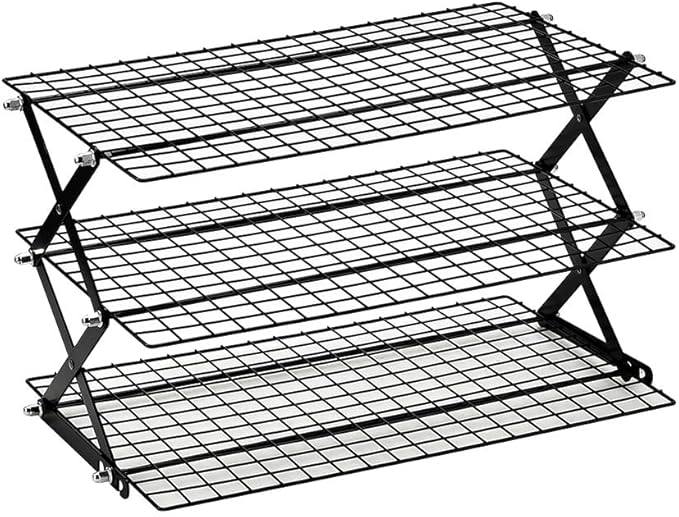 3/4-Tier Collapsible Cooling Rack – Expand to Bake, Collapse to Save Space, Adjustable Stack Multi-tier Cooling BAKEWARE, Cool Dozens of Cookies, Cakes, Pastries, 1s Folds Flat (3 Tiers)