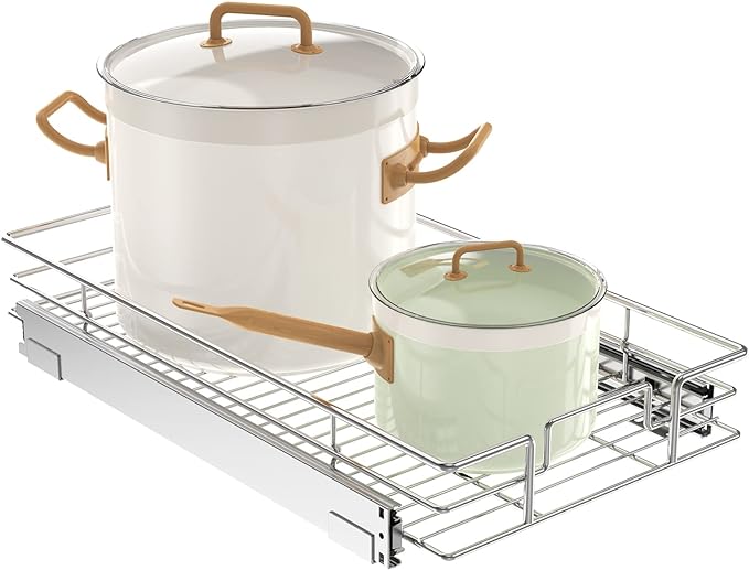 LOVMOR Pull Out Cabinet Organizer 11½" W x 21½" D, Kitchen Cabinet Pull Out Shelves Slide Out Storage