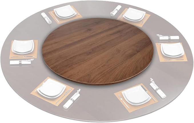 Large Wooden Turntable Lazy Susan, Round Table Service Tray 50/60cm, Dining Table Top Serving Plate, 360° Wood Serving Tray, Lazy Susan Turntable Rotating Serving Board, For Dining Table, Easy To Shar