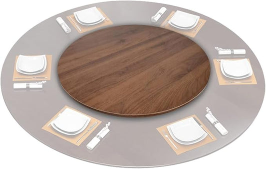 Large Wooden Turntable Lazy Susan, Round Table Service Tray 50/60cm, Dining Table Top Serving Plate, 360° Wood Serving Tray, Lazy Susan Turntable Rotating Serving Board, For Dining Table, Easy To Shar