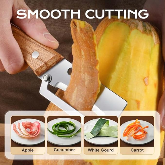 Vegetable Peeler, Multifunctional Stainless Steel Peeler with Wooden Handle, Zero Snag Fruit & Potato Peeler, 2-in-1 Peeler with Bottle Opener, Kitchen Peeling Tool (1)