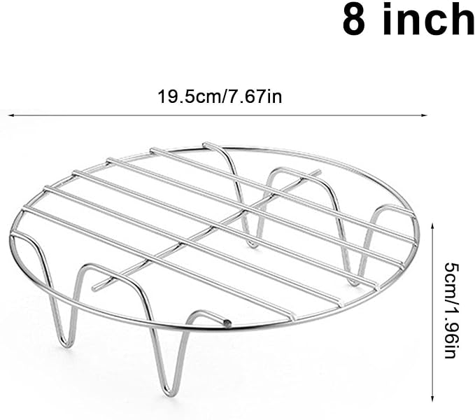6/7/8 Inch Cooking Rack Round Stainless Steel Baking And Cooling Steaming Rack,Round Air Fryer Rack,Fits Air Fryer/Stock Pot/Pressure Cooker/Round Cake Pan (Eight-inch)