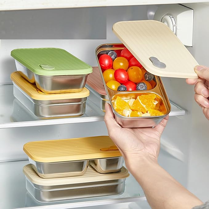 Stainless Steel Snack Container Individual Household Food Container,Reusable Food Storage Snack Condiment Containers with Lids - Food Lunch Meal Prep Box for Travel Camping (One Compartment)
