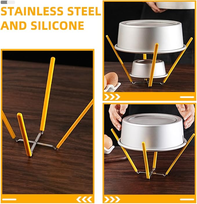 2pcs Inverted Cake Cooling Rack for Chiffon Cake 5-9 Inch Mold Stainless Steel Silicone Feet Baking Cooling Stand Holder for Home Kitchen